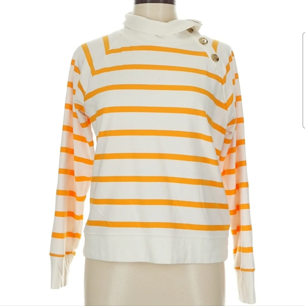 J. Crew Yellow Striped Crew Pullover Sweater - Picture 1 of 2
